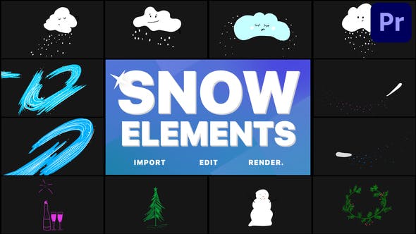 Cartoon Snow Clouds | Premiere Pro MOGRT - Download 29691795 Videohive