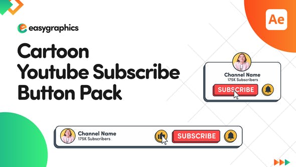 Cartoon Youtube Subscribe Button Pack - 32065779 Videohive Download