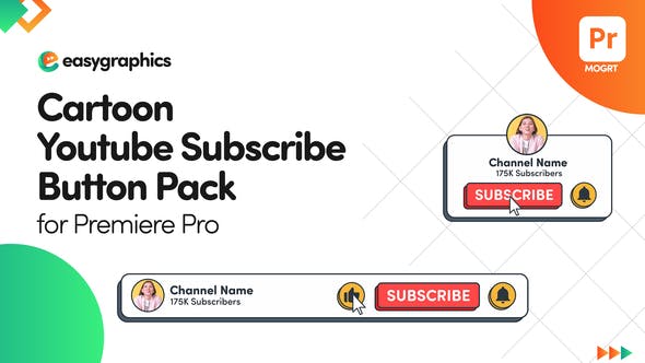 Cartoon Youtube Subscribe Button Pack for Premiere Pro - Videohive 32580124 Download