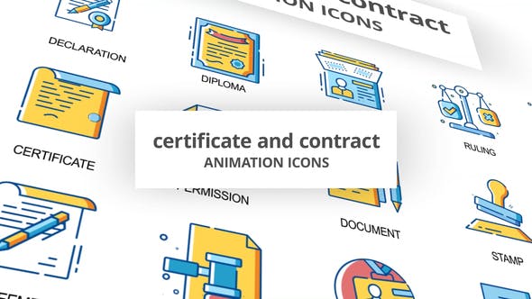 Certificate & Contract Animation Icons - Videohive 30260786 Download