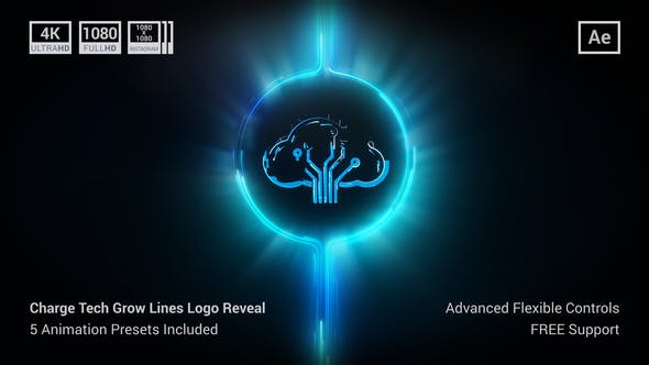 Charge Tech Grow Lines Logo Reveal - 37693815 Download Videohive