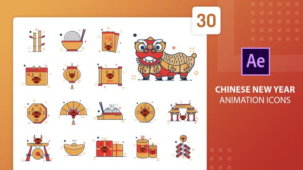 Chinese New Year Animation Icons | After Effects - Download Videohive 30202221