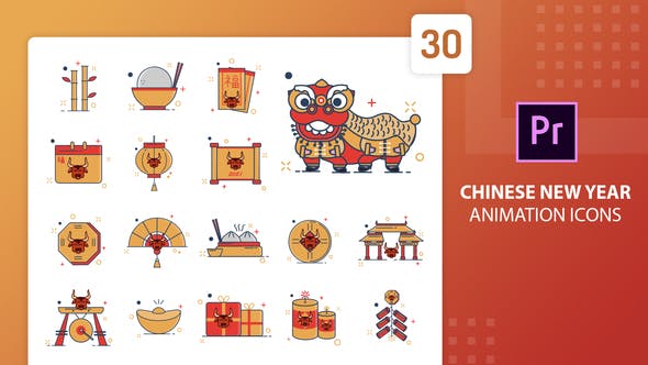 Chinese New Year Animation Icons | Premiere Pro MOGRT - 30202453 Download Videohive