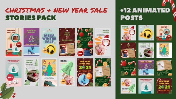 Christmas and New Year Sale Stories Pack - Videohive Download 29606734