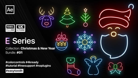 Christmas Neon Elements - Videohive Download 34913111