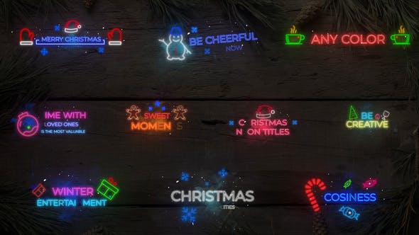 Christmas Neon Titles || DaVinci Resolve - Download Videohive 35372455