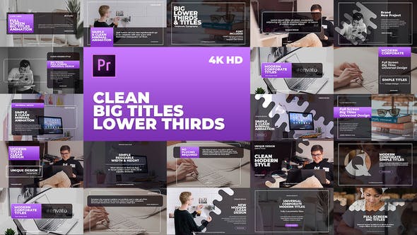 Clean Big Titles Lower Thirds – Mogrt - Download Videohive 23792674