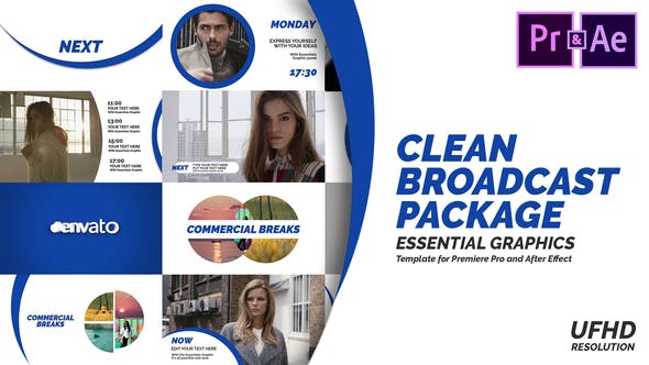 Clean Broadcast Pack | Essential Graphics | Mogrt - 22746291 Videohive Download