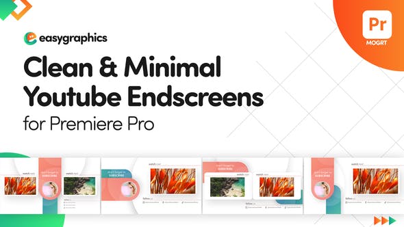 Clean & Minimal Youtube End Screens Template for Premiere Pro - Download 31269460 Videohive