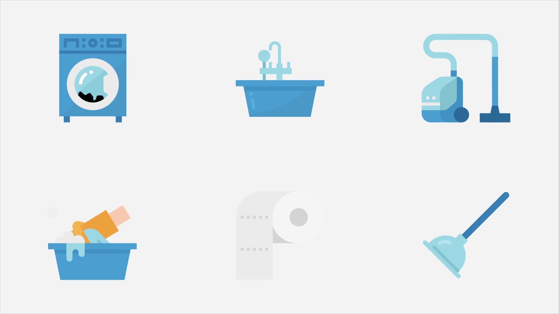 Cleaning & Washing Modern Flat Animated Icons Videohive 25260392 After Effects Image 3