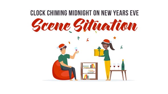 Clock chiming midnight on New Years Eve Scene Situation - Download 29437215 Videohive