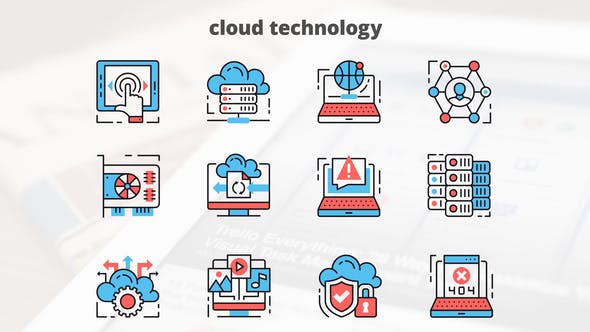 Cloud Technology – Thin Line Icons - Download Videohive 23455698