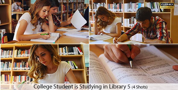 College Students are Studying in Library  - Videohive Download 8676269