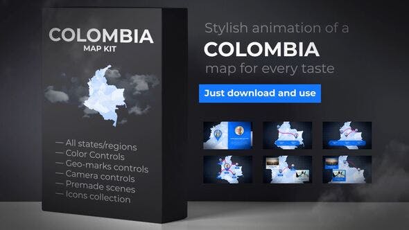 Colombia Map Animation Republic of Colombia Animated Map Kit - 25630440 Videohive Download