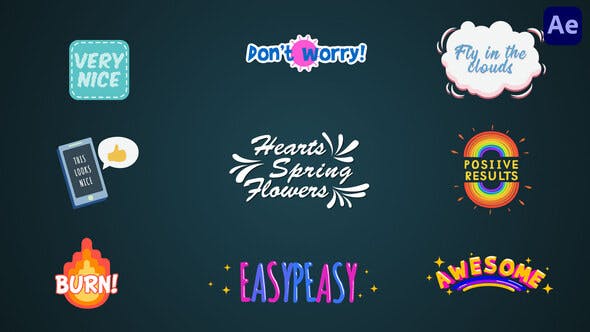 Colorful cartoon titles & lower thirds #3 [After Effects] - 37663360 Download Videohive
