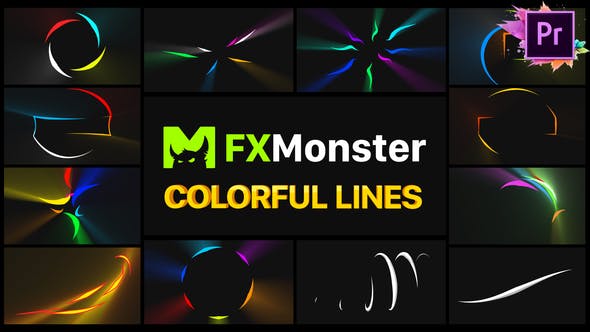 Colorful Flying Lines | Premiere Pro MOGRT - 29217087 Videohive Download