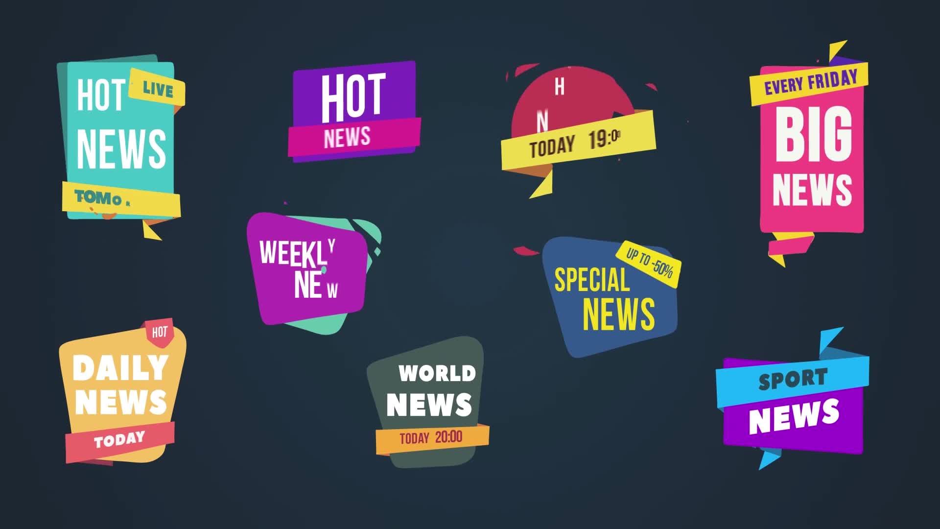 Colorful Speech & News Bubbles/Badges [After Effects] Videohive 37692118 After Effects Image 1