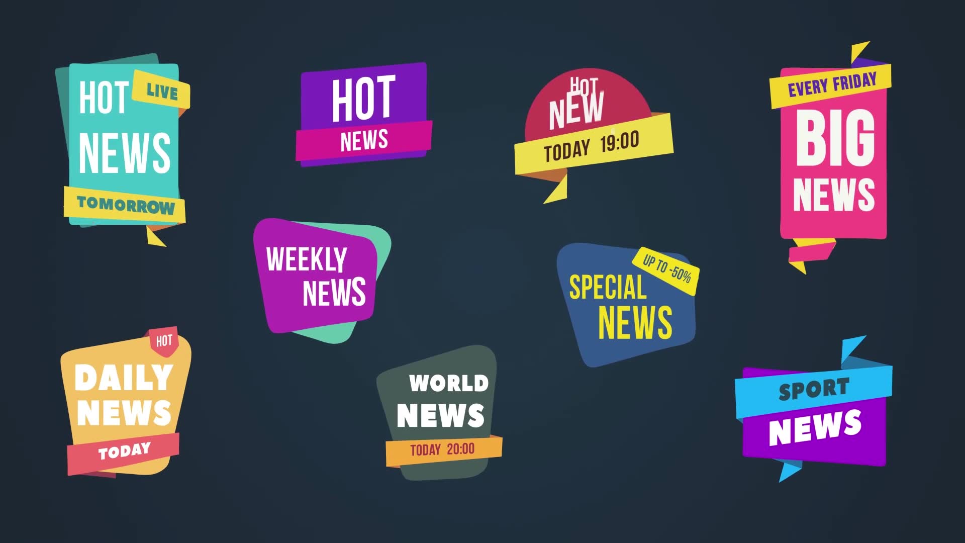 Colorful Speech & News Bubbles/Badges [After Effects] Videohive 37692118 After Effects Image 2