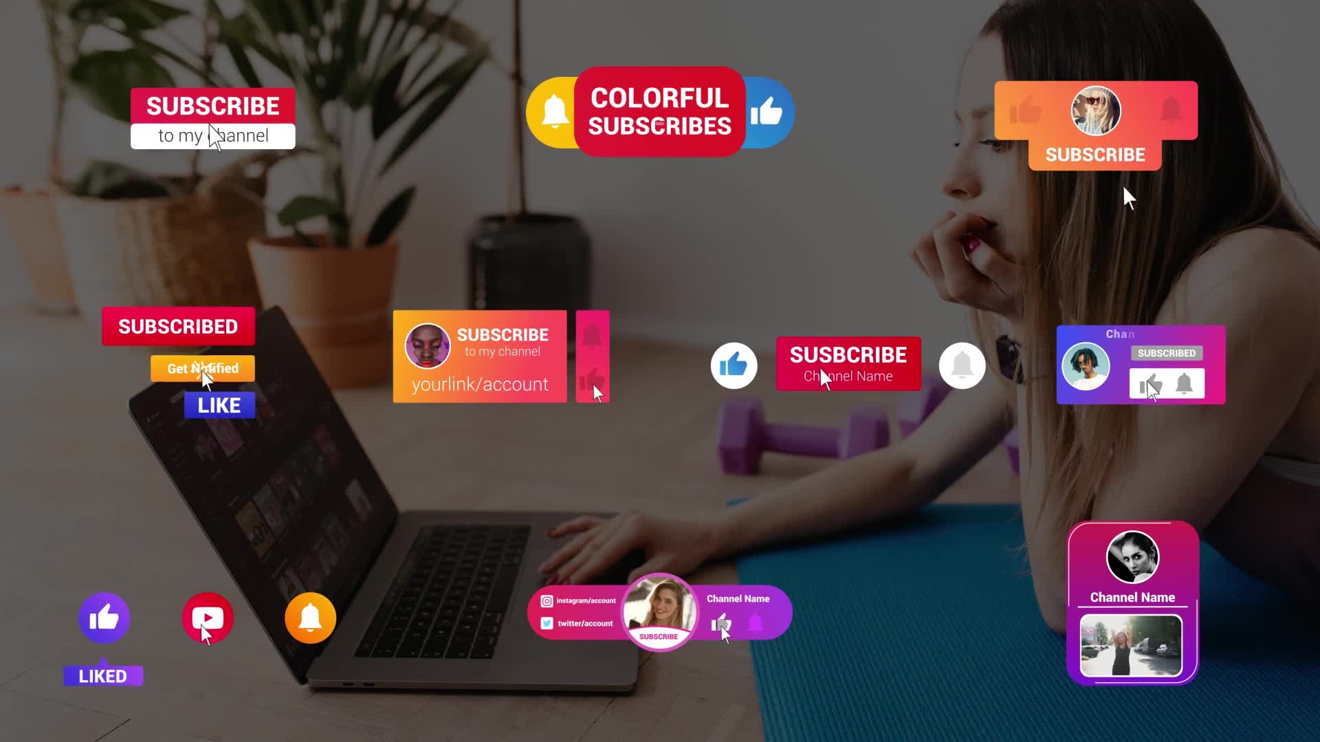 Colorful Subscribes Pack | Premiere Pro Videohive 28188588 Premiere Pro Image 1