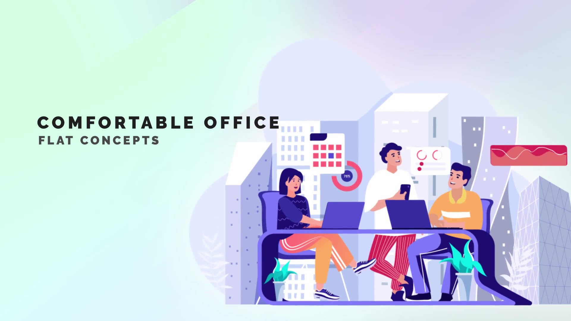 Comfortable office Flat Concept Videohive 33559846 After Effects Image 2
