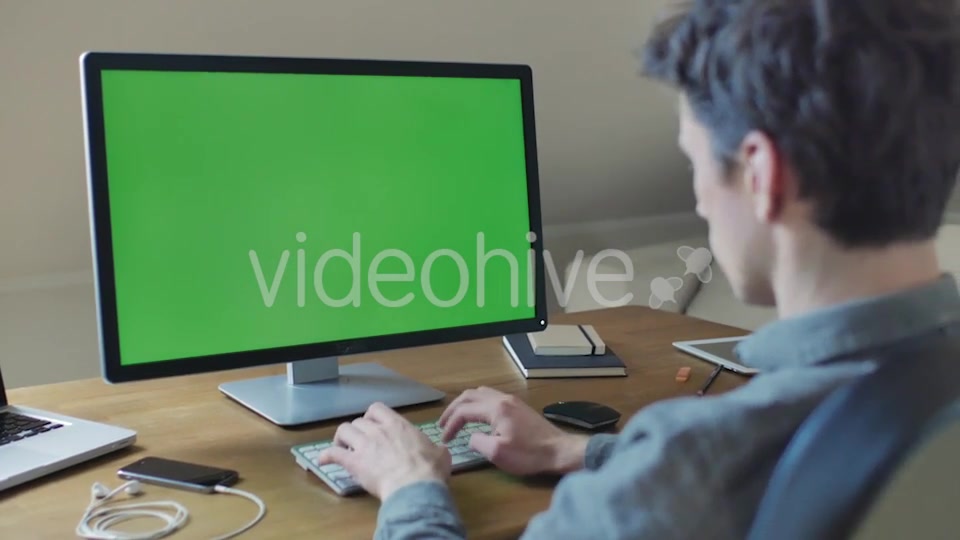 Computer Monitor With Green Screen For Mock Up  Videohive 11039554 Stock Footage Image 10