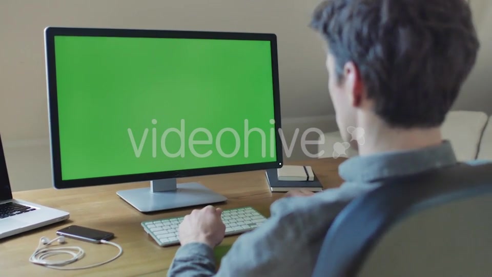 Computer Monitor With Green Screen For Mock Up  Videohive 11039554 Stock Footage Image 12