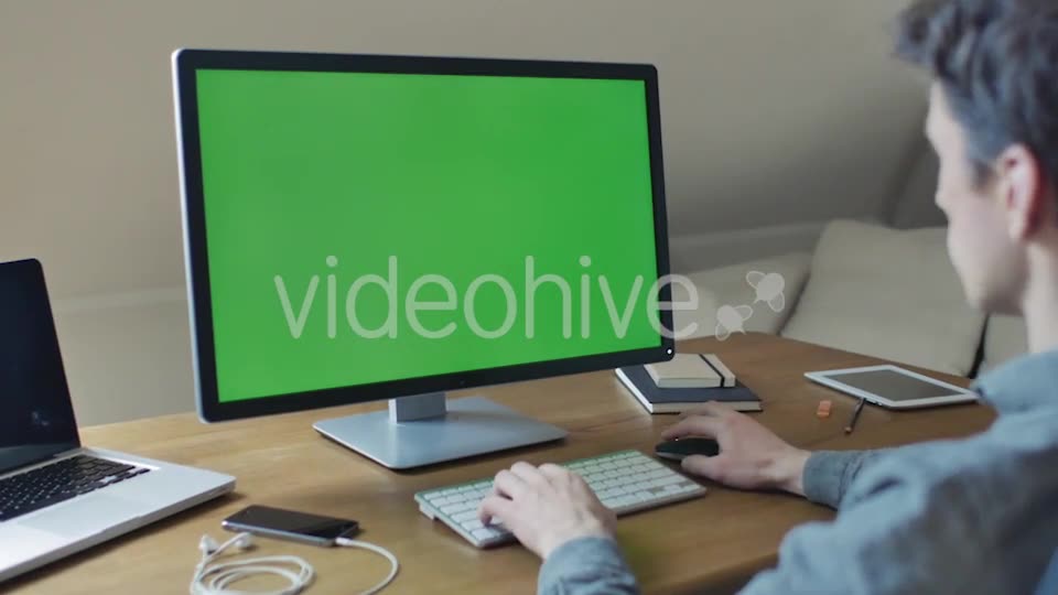 Computer Monitor With Green Screen For Mock Up  Videohive 11039554 Stock Footage Image 2