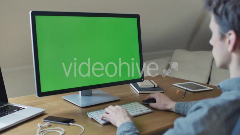 Computer Monitor With Green Screen For Mock Up  Videohive 11039554 Stock Footage Image 3