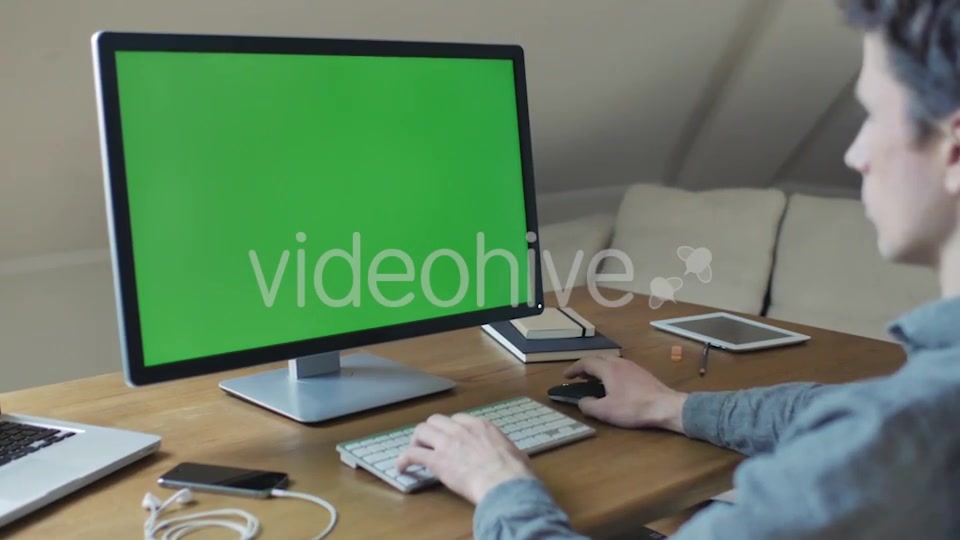 Computer Monitor With Green Screen For Mock Up  Videohive 11039554 Stock Footage Image 5