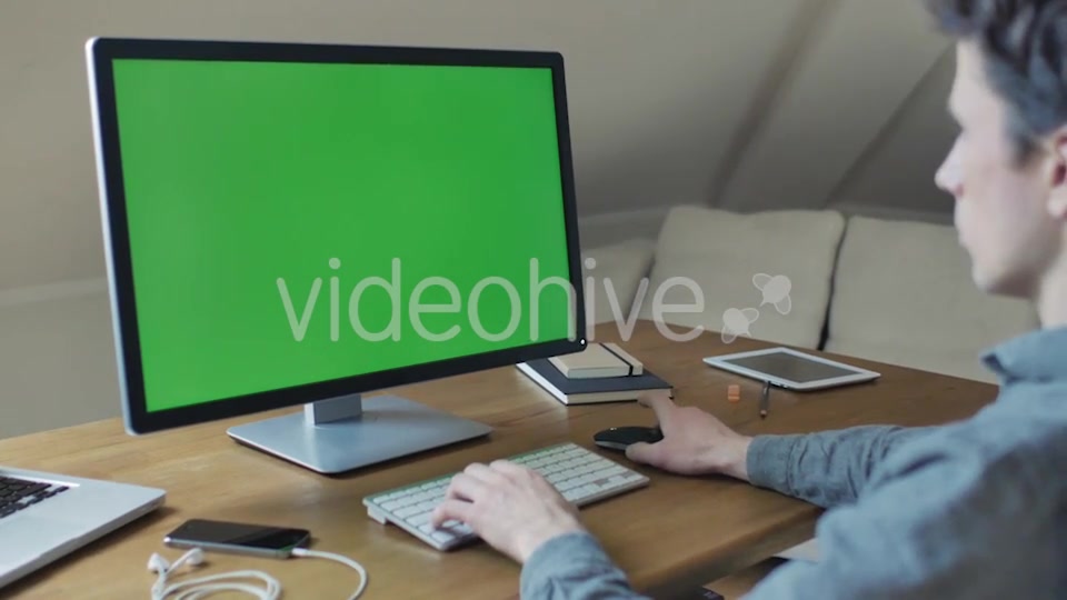 Computer Monitor With Green Screen For Mock Up  Videohive 11039554 Stock Footage Image 6