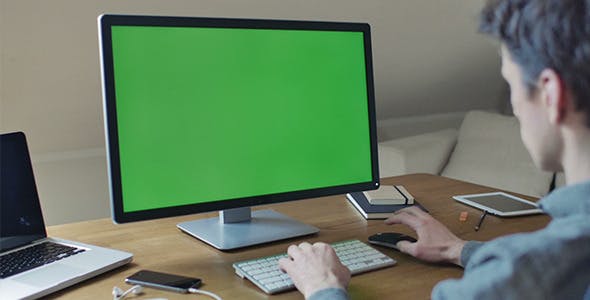Computer Monitor With Green Screen For Mock Up  - Videohive 11039554 Download