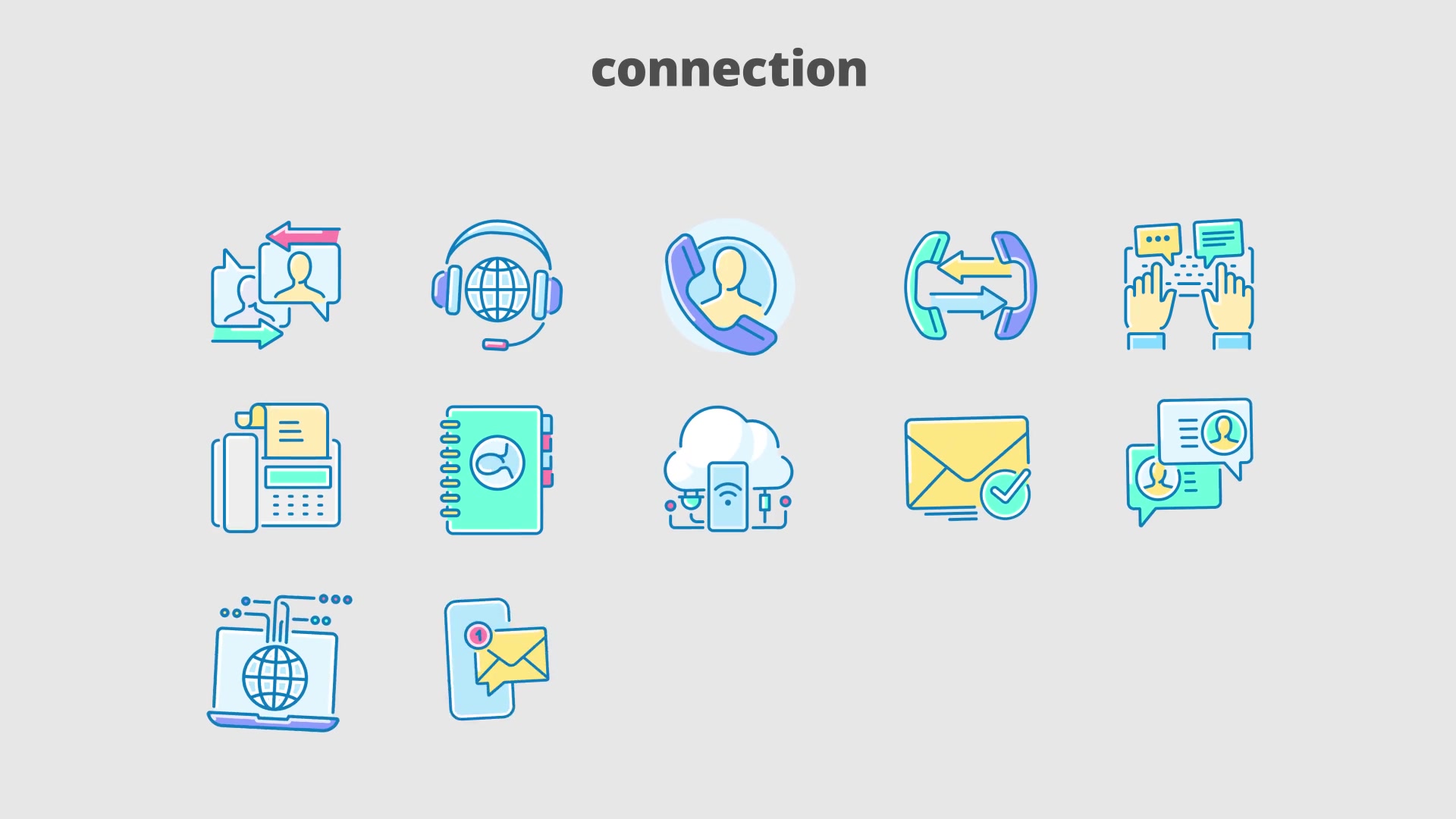 Connection Filled Outline Animated Icons Videohive 28333377 After Effects Image 6
