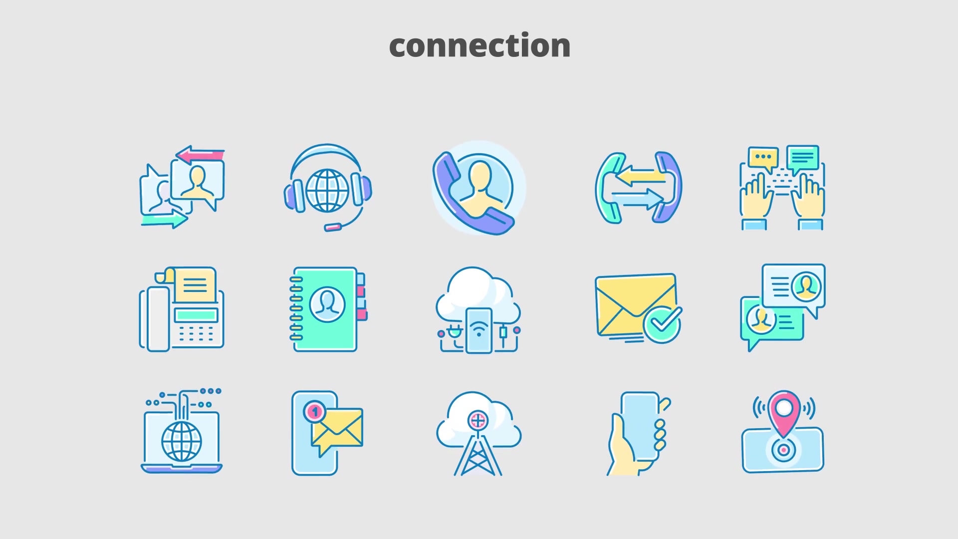 Connection Filled Outline Animated Icons Videohive 28333377 After Effects Image 7