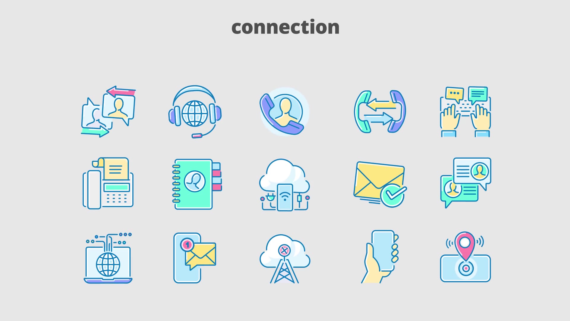 Connection Filled Outline Animated Icons Videohive 28333377 After Effects Image 8