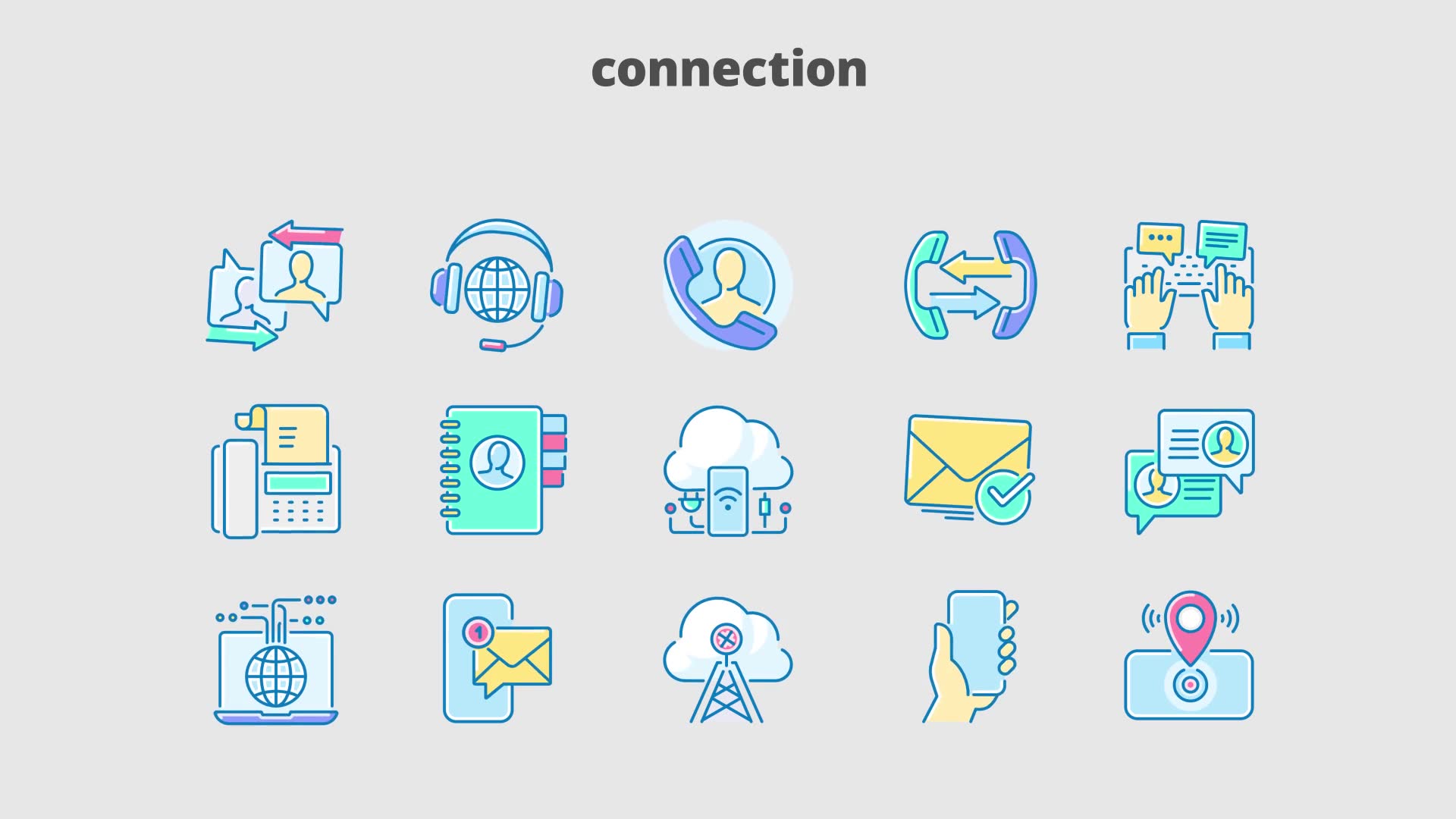 Connection Filled Outline Animated Icons Videohive 28333377 After Effects Image 9