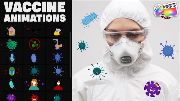 Corona Virus And Vaccine Cartoon Icons for FCPX - 36212737 Videohive Download