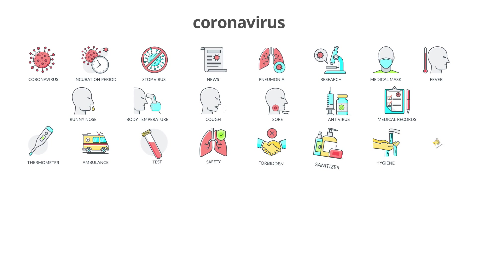 Coronavirus 36 Flat Animation Icons Videohive 26375823 After Effects Image 6
