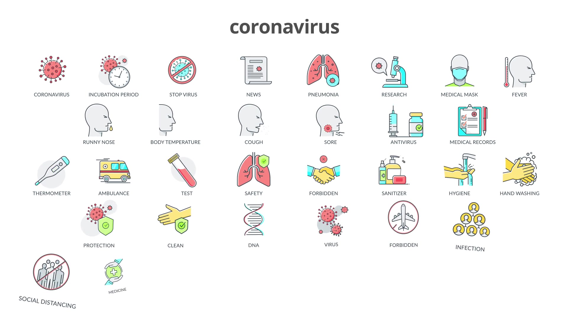 Coronavirus 36 Flat Animation Icons Videohive 26375823 After Effects Image 7