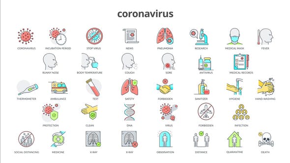 Coronavirus 36 Flat Animation Icons - Download Videohive 26375823