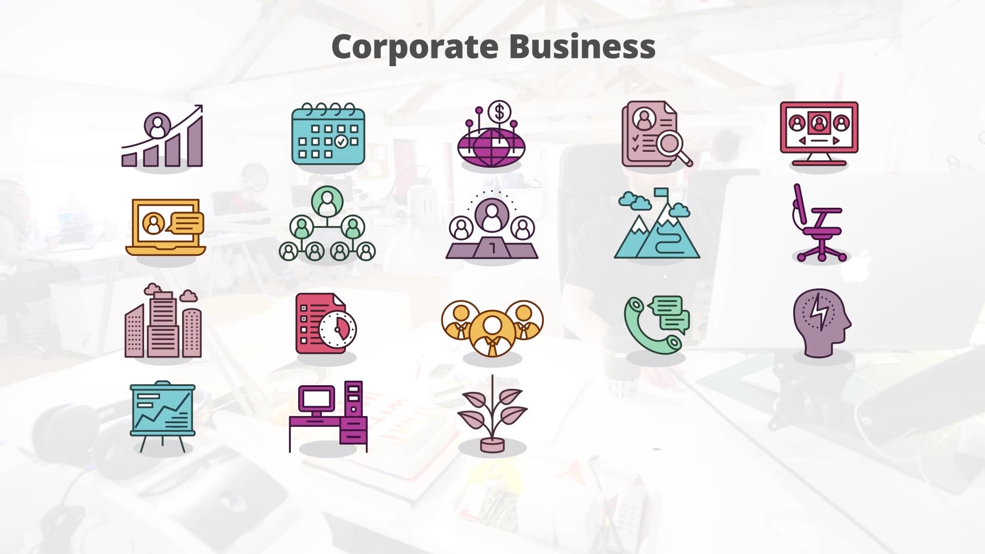 Corporate Business Flat Animation Icons (MOGRT) Videohive 23659582 Premiere Pro Image 7