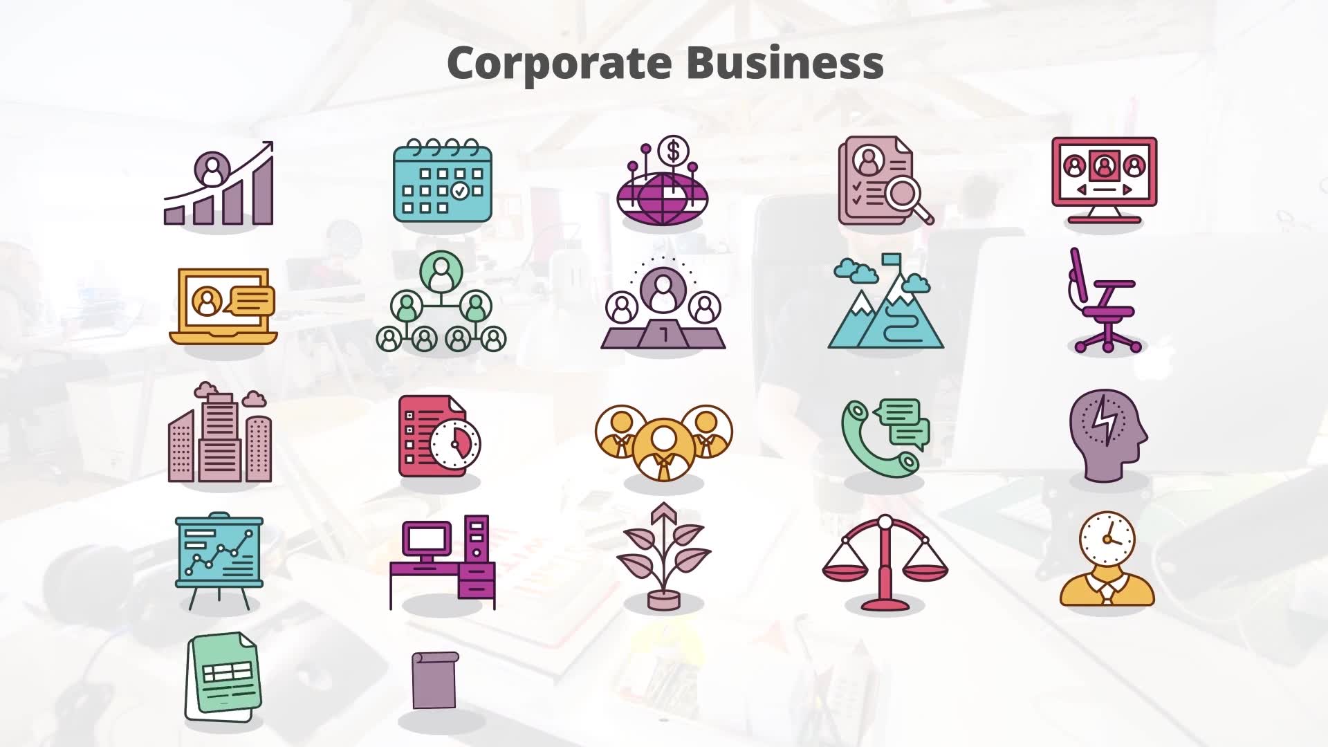 Corporate Business Flat Animation Icons (MOGRT) Videohive 23659582 Premiere Pro Image 8