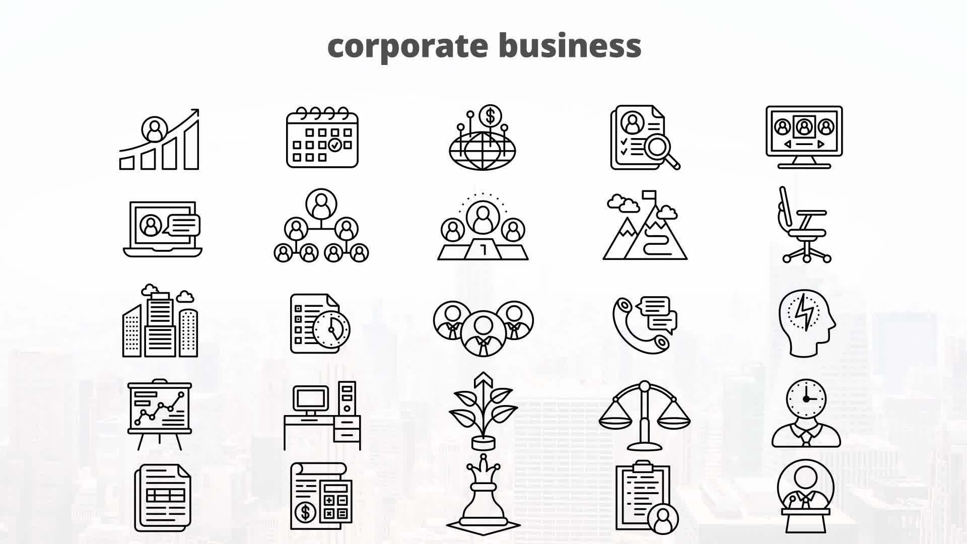 Corporate Business – Thin Line Icons Videohive 23595724 After Effects Image 10