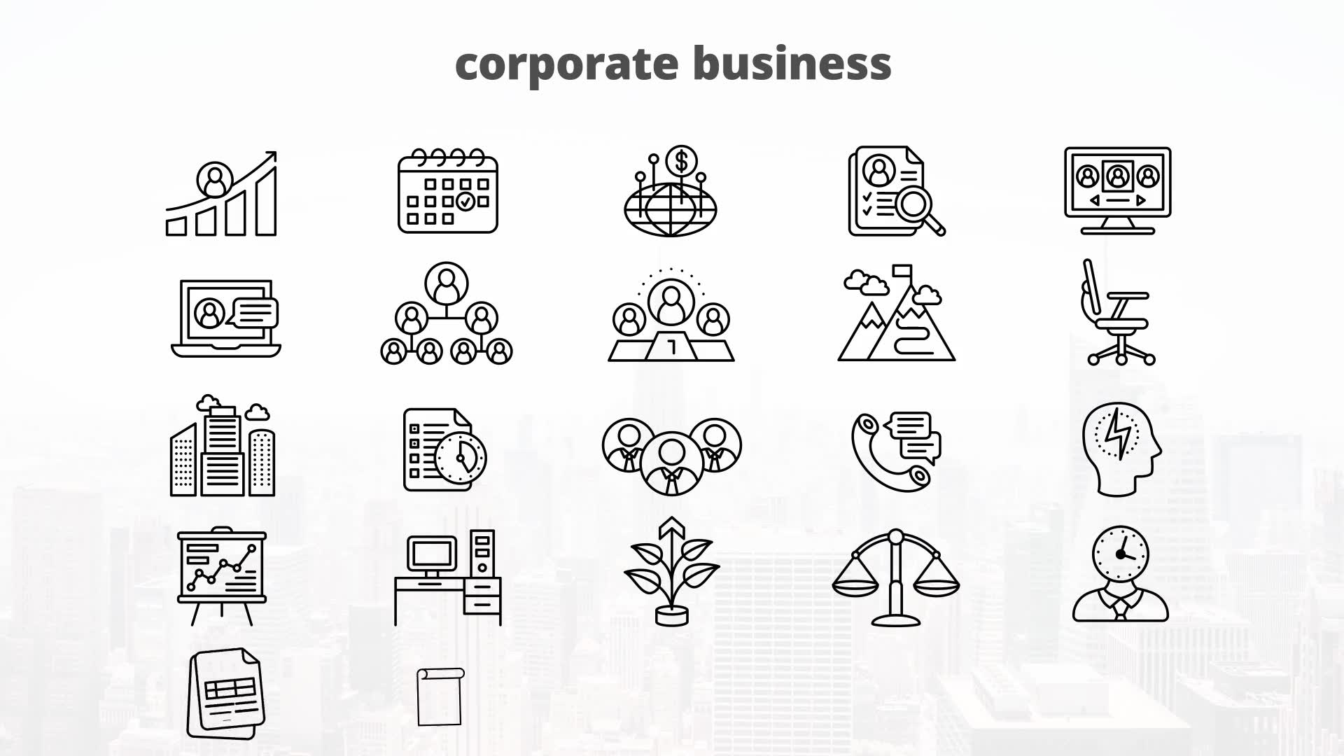 Corporate Business – Thin Line Icons Videohive 23595724 After Effects Image 8