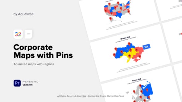 Corporate Maps With Pins l MOGRT for Premiere Pro - Videohive 37395093 Download