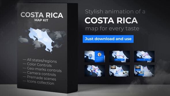 Costa Rica Animated Map Republic of Costa Rica Map Kit - 24294823 Videohive Download
