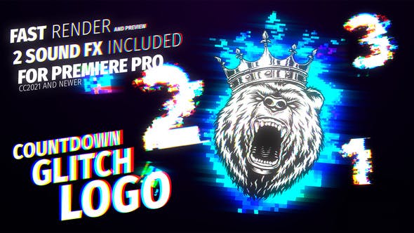 Countdown Glitch Logo For Premiere Pro MOGRT - 39062844 Download Videohive