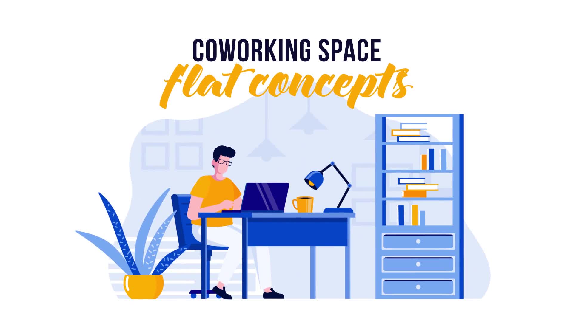 Coworking space Flat Concept Videohive 30170099 After Effects Image 1