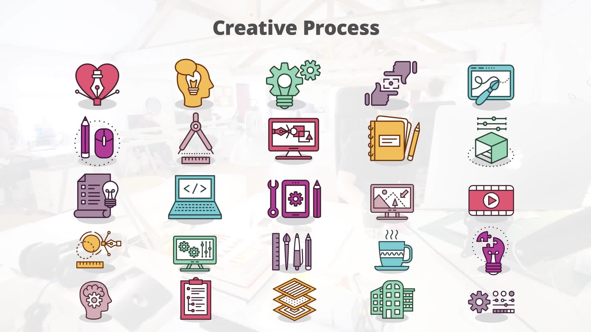 Creative Process Flat Animation Icons - Download Videohive 23370301