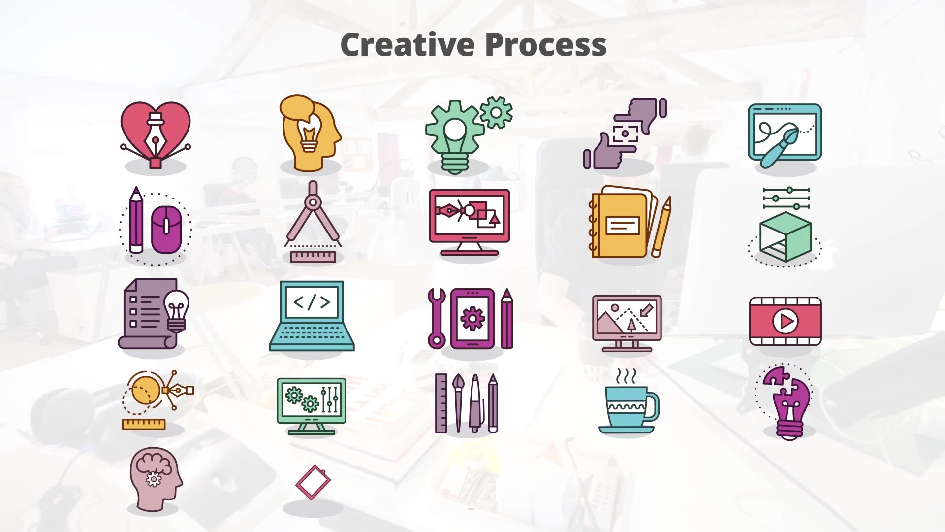 Creative Process Flat Animation Icons - Download Videohive 23370301