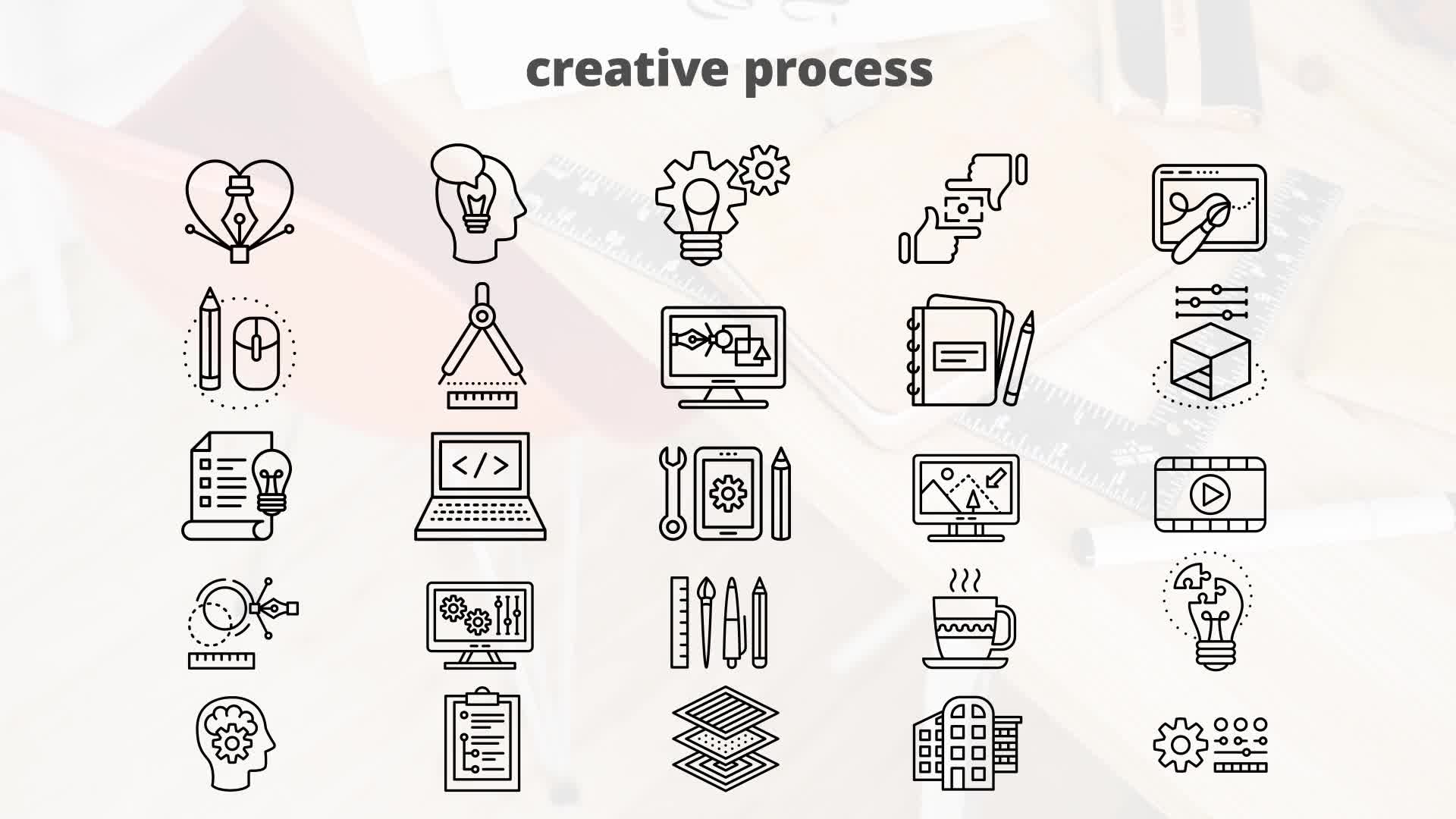 Creative Process – Thin Line Icons Videohive 23595687 After Effects Image 10